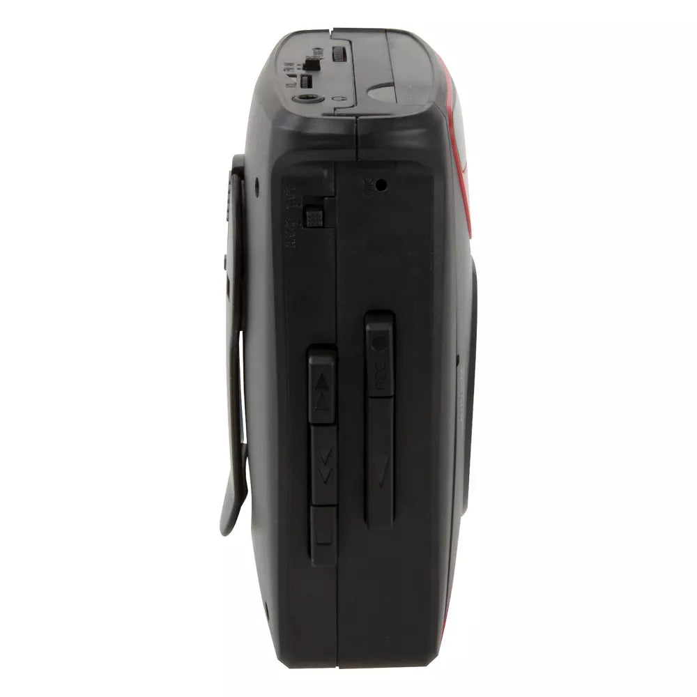 GPX CAS337 Portable Cassette Player with AM/FM Radio/Voice Record (Red/Black)