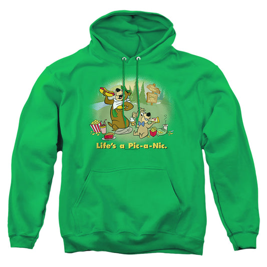 Yogi Bear - Lifes A Pic-a-nic - Adult Pull-over Hoodie - Kelly Green