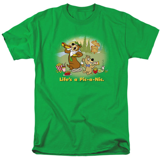 Yogi Bear - Lifes A Pic-a-nic - Short Sleeve Adult 18/1 - Kelly Green T-shirt