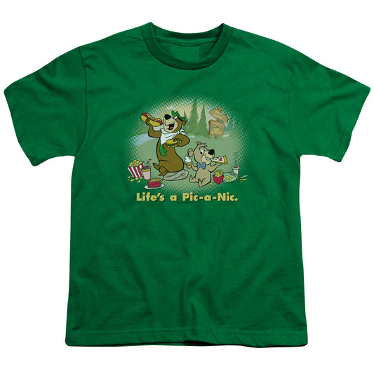 Yogi Bear - Lifes A Pic-a-nic - Short Sleeve Youth 18/1 - Kelly Green T-shirt
