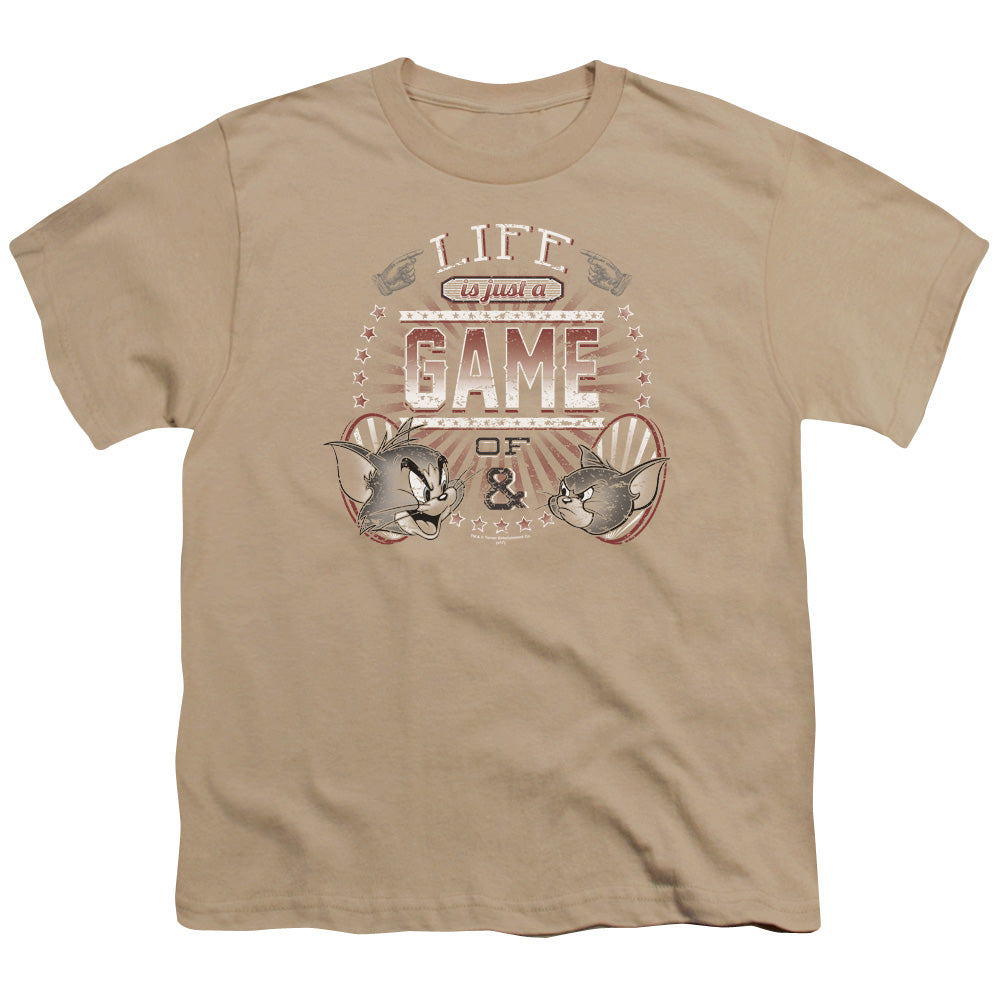 Tom And Jerry - Life Is A Game - Short Sleeve Youth 18/1 - Sand T-shirt