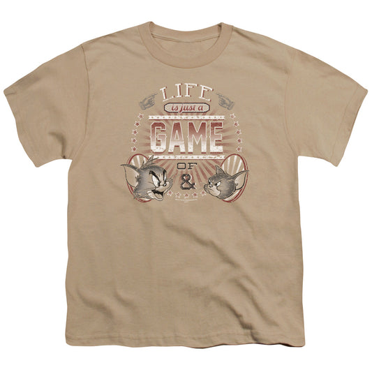 Tom And Jerry - Life Is A Game - Short Sleeve Youth 18/1 - Sand T-shirt
