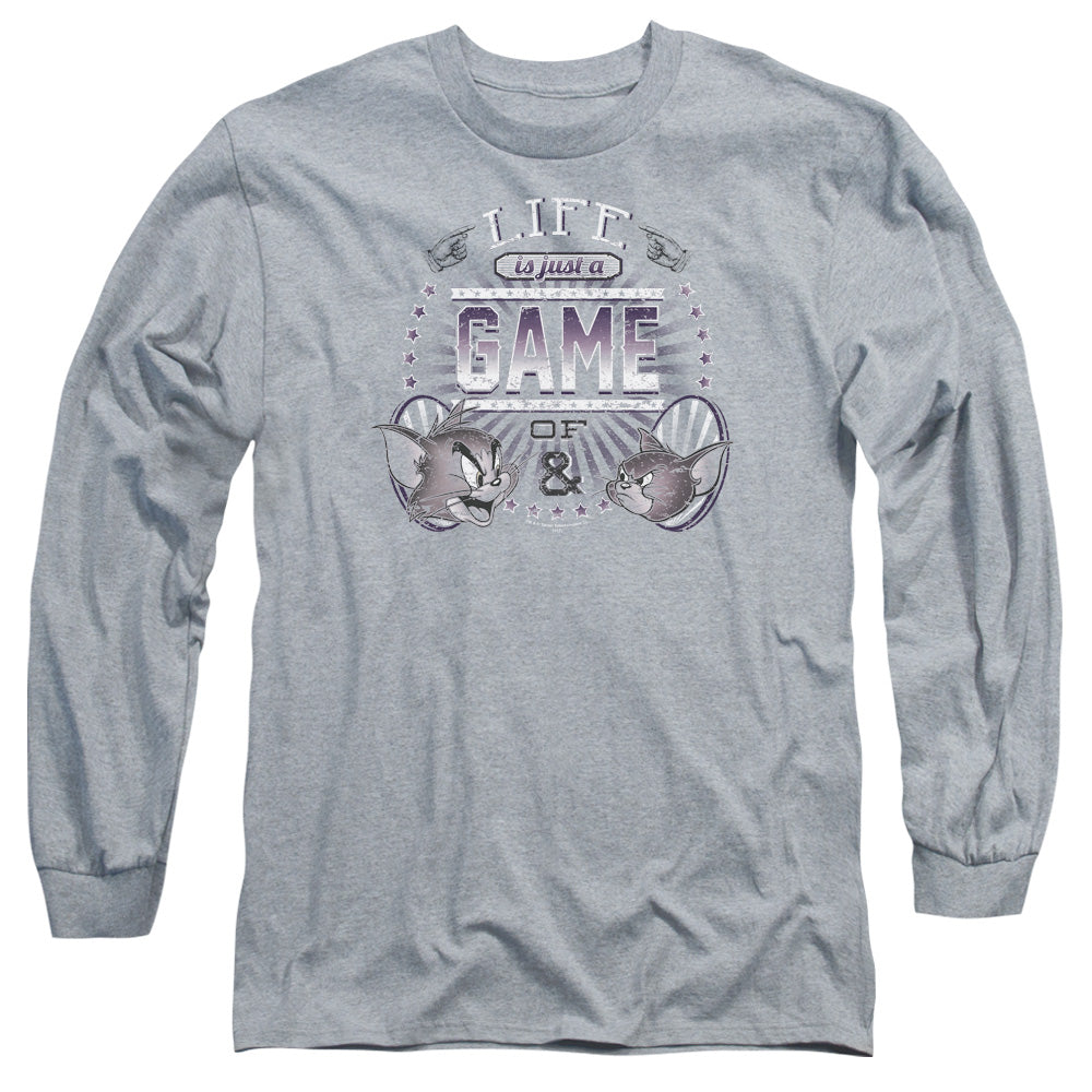 Tom And Jerry - Life Is A Game - Long Sleeve Adult 18/1 - Athletic Heather T-shirt