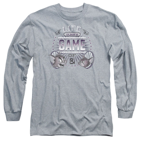 Tom And Jerry - Life Is A Game - Long Sleeve Adult 18/1 - Athletic Heather T-shirt