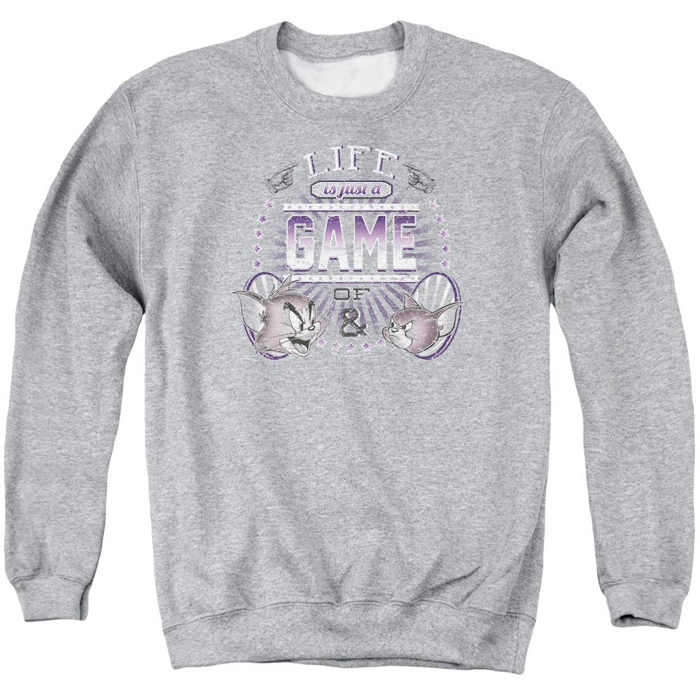 Tom And Jerry - Life Is A Game - Adult Crewneck Sweatshirt - Athletic Heather