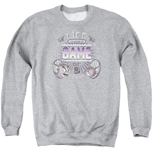 Tom And Jerry - Life Is A Game - Adult Crewneck Sweatshirt - Athletic Heather