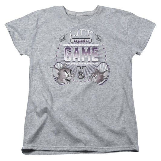 Tom And Jerry - Life Is A Game - Short Sleeve Womens Tee - Athletic Heather T-shirt
