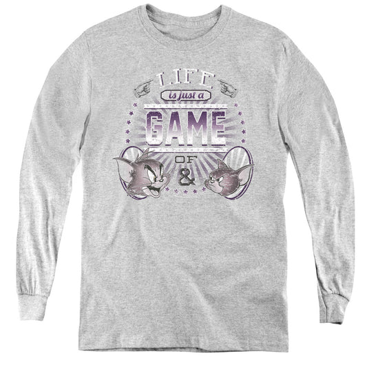 Tom And Jerry - Life Is A Game - Youth Long Sleeve Tee - Athletic Heather