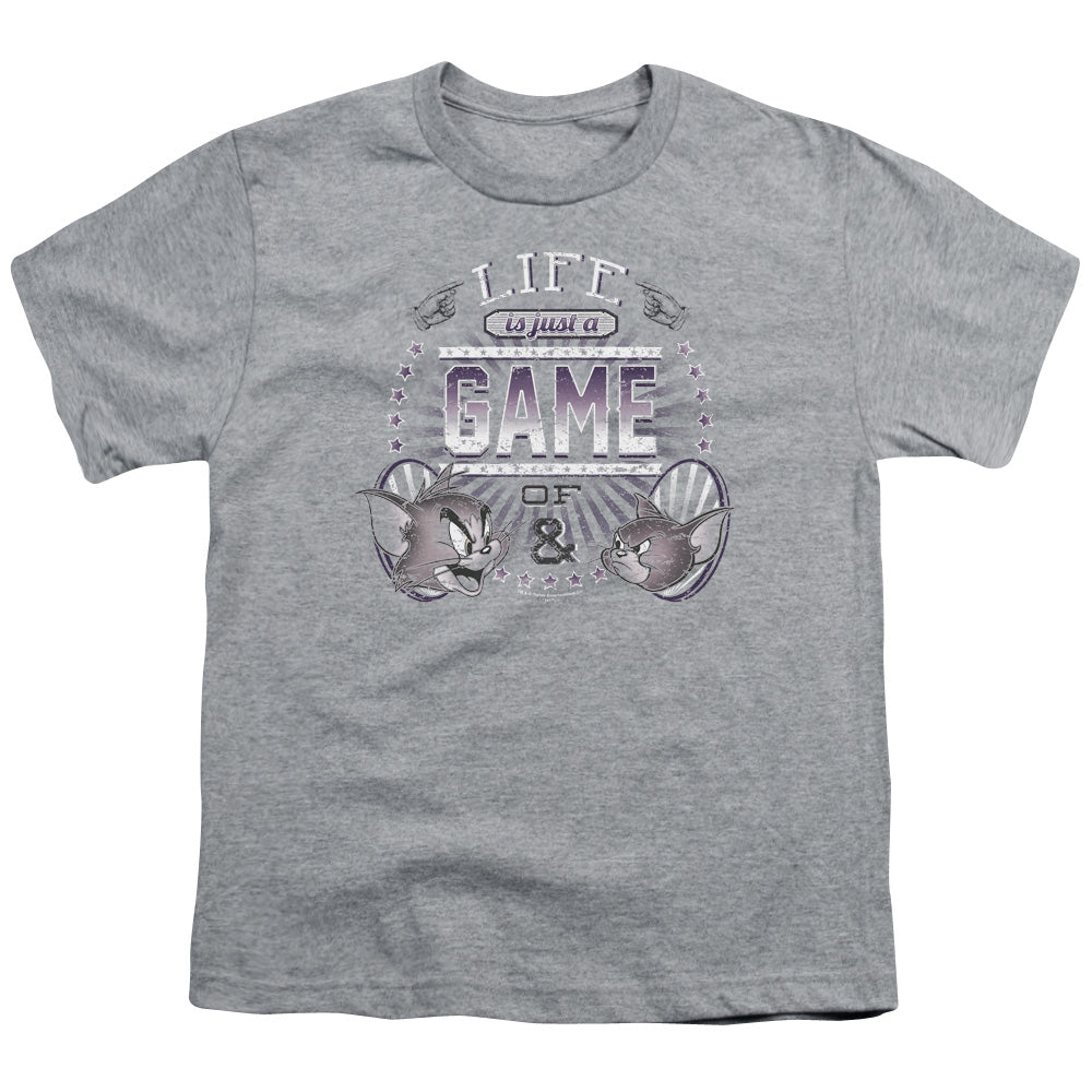 Tom And Jerry - Life Is A Game - Short Sleeve Youth 18/1 - Athletic Heather T-shirt