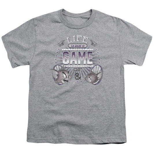 Tom And Jerry - Life Is A Game - Short Sleeve Youth 18/1 - Athletic Heather T-shirt