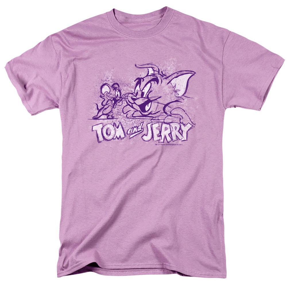 Tom And Jerry - Sketchy - Short Sleeve Adult 18/1 - Lavender T-shirt
