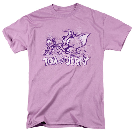 Tom And Jerry - Sketchy - Short Sleeve Adult 18/1 - Lavender T-shirt