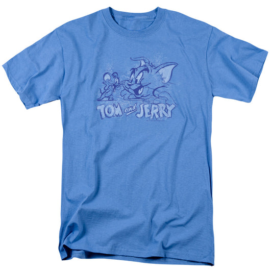 Tom And Jerry - Sketchy - Short Sleeve Adult 18/1 - Carolina Blue T-shirt
