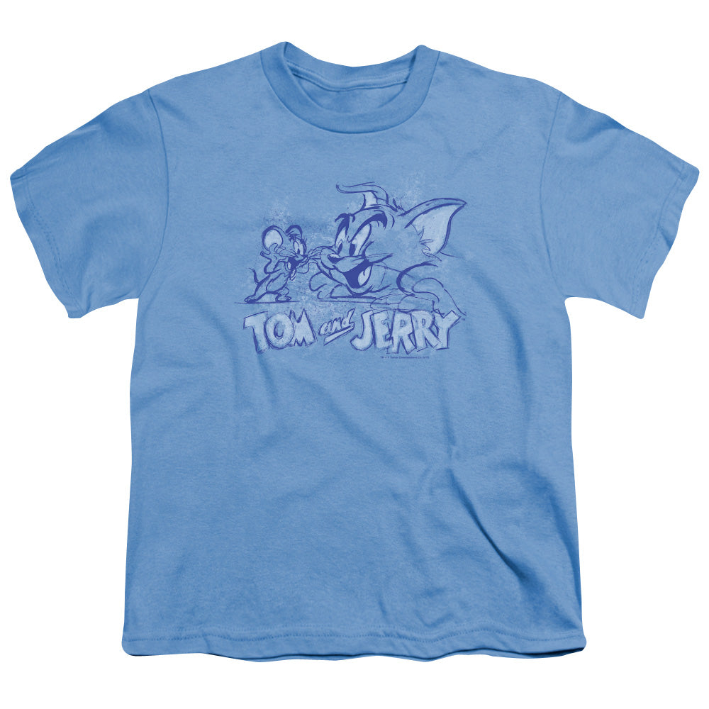 Tom And Jerry - Sketchy - Short Sleeve Youth 18/1 - Carolina Blue T-shirt