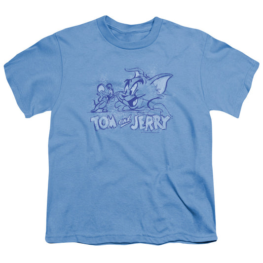 Tom And Jerry - Sketchy - Short Sleeve Youth 18/1 - Carolina Blue T-shirt