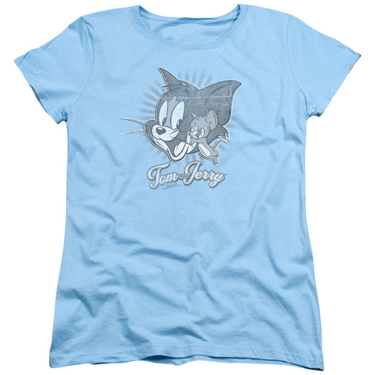 Tom And Jerry - Classic Pals - Short Sleeve Womens Tee - Light Blue T-shirt
