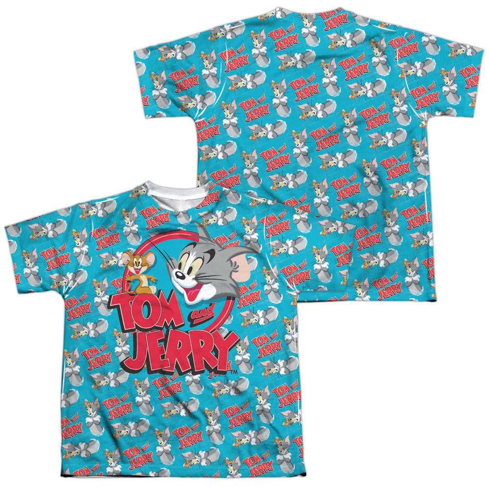 Tom And Jerry - Double Trouble (Front/back Print) - Short Sleeve Youth Poly Crew - White T-shirt