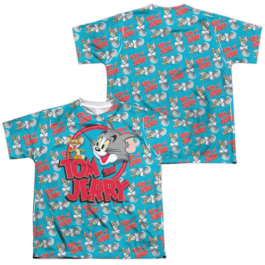 Tom And Jerry - Double Trouble (Front/back Print) - Short Sleeve Youth Poly Crew - White T-shirt