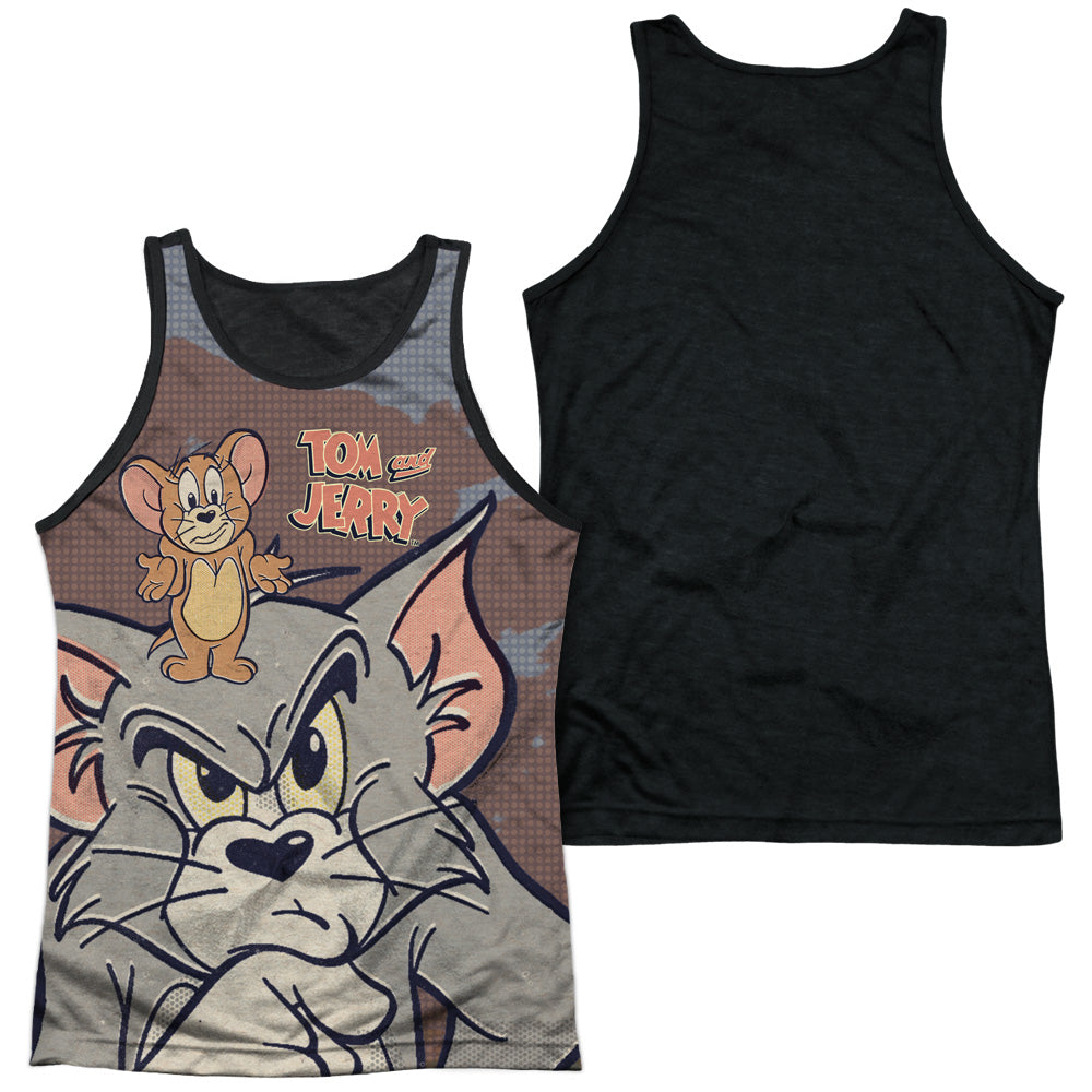 Tom And Jerry - Up To No Good - Adult Poly Tank Top Black Back - White