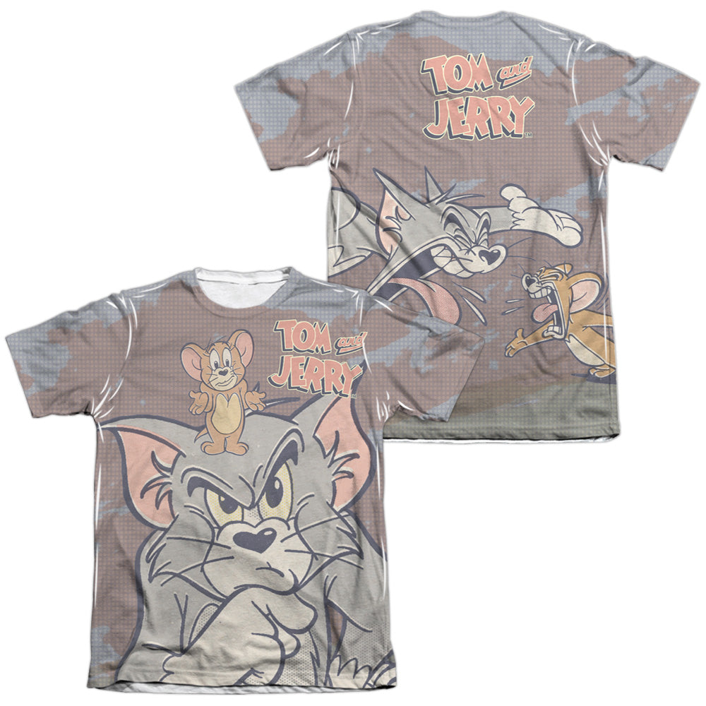 Tom And Jerry - Up To No Good (Front/back Print) - Adult Poly/cotton Short Sleeve Tee - White T-shirt