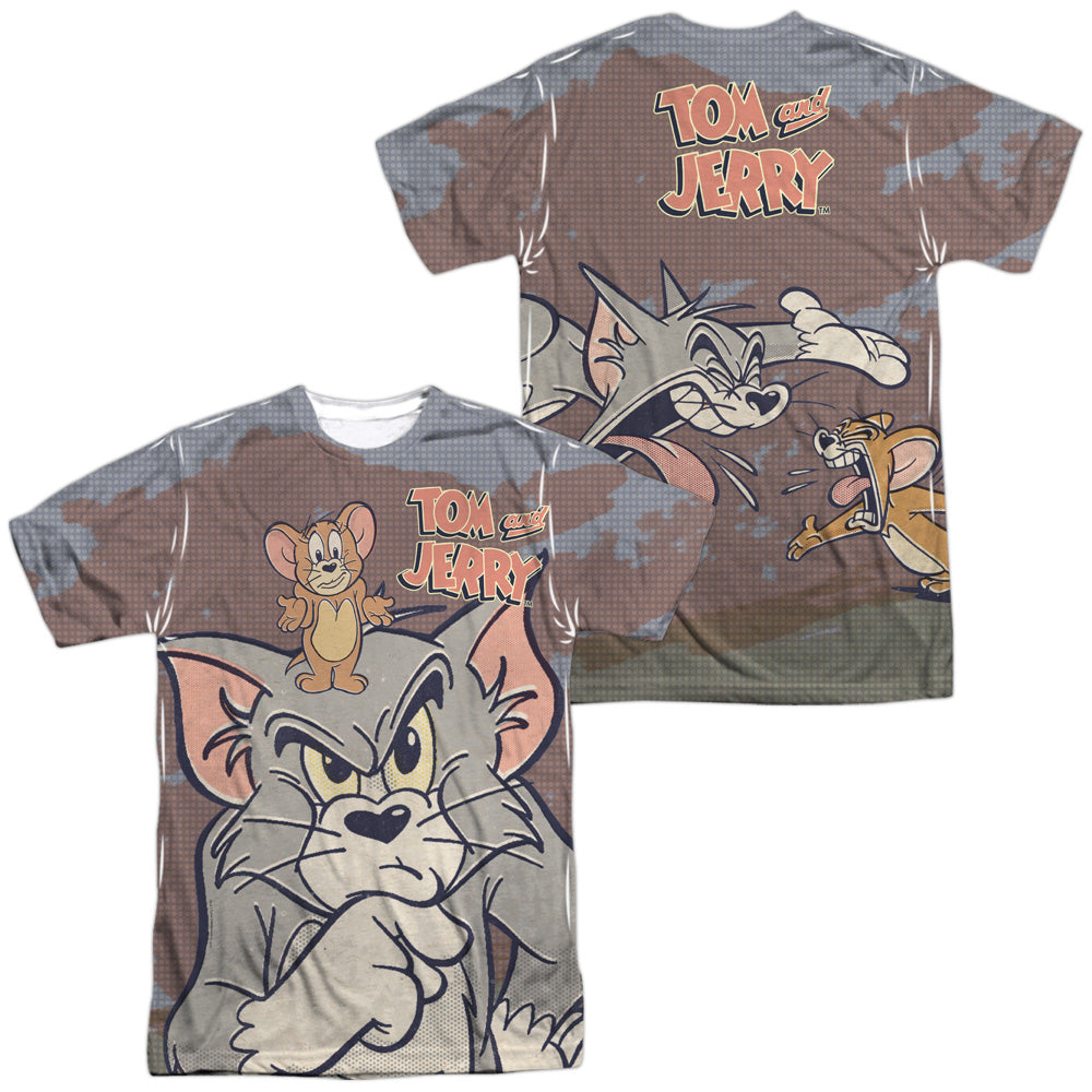 Tom And Jerry - Up To No Good (Front/back Print) - Short Sleeve Adult Poly Crew - White T-shirt