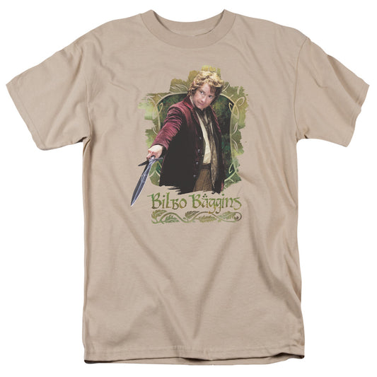 The Hobbit - Bilbo Baggins - Short Sleeve Adult 18/1 - Sand T-shirt