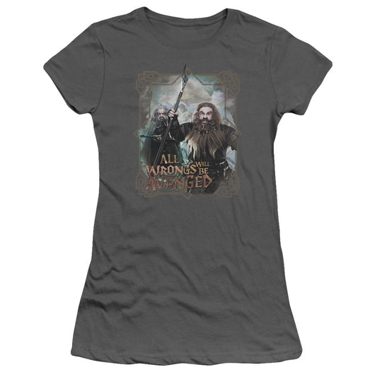 The Hobbit - Wrongs Avenged - Short Sleeve Junior Sheer - Charcoal T-shirt