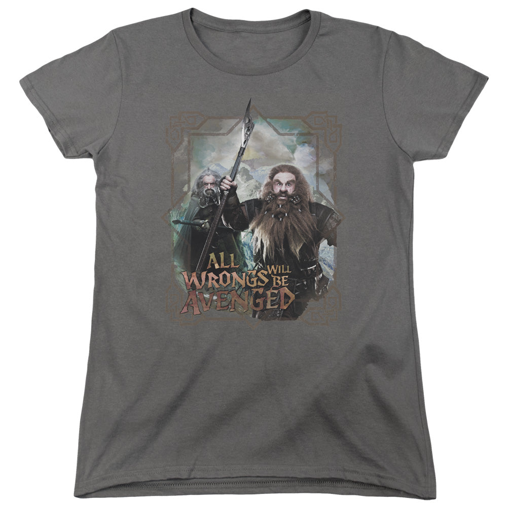 The Hobbit - Wrongs Avenged - Short Sleeve Womens Tee - Charcoal T-shirt