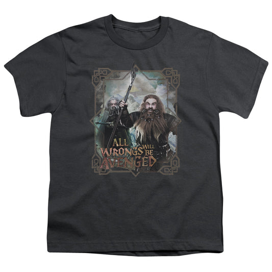 The Hobbit - Wrongs Avenged - Short Sleeve Youth 18/1 - Charcoal T-shirt