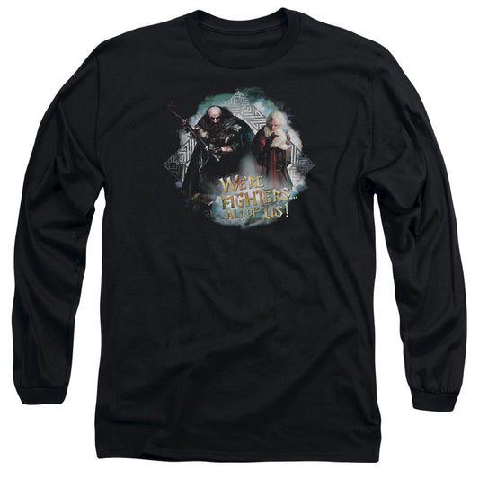 The Hobbit - Were Fighers - Long Sleeve Adult 18/1 - Black T-shirt
