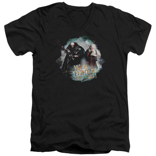 The Hobbit - Were Fighers - Short Sleeve Adult V-neck - Black T-shirt