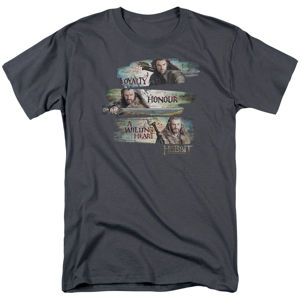 The Hobbit - Loyalty And Honour - Short Sleeve Adult 18/1 - Charcoal T-shirt
