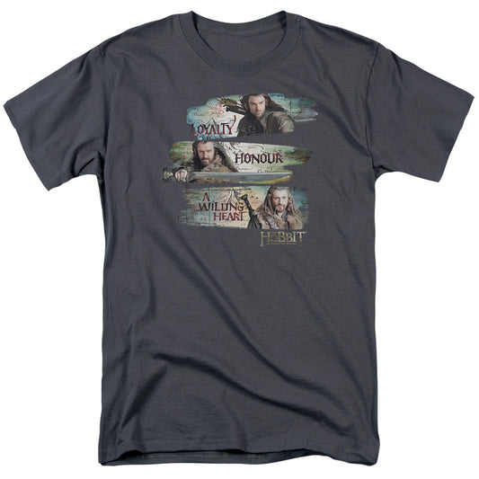 The Hobbit - Loyalty And Honour - Short Sleeve Adult 18/1 - Charcoal T-shirt