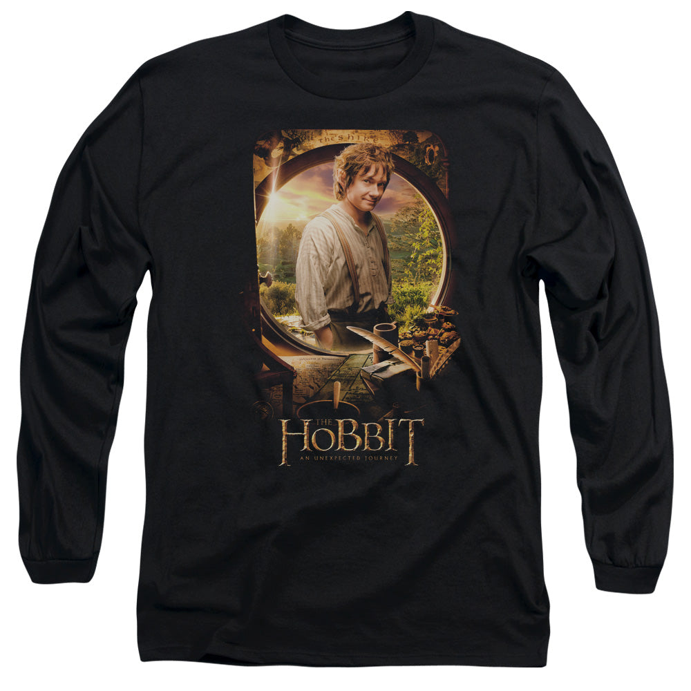 The Hobbit - Bilbo Poster - Long Sleeve Adult 18/1 - Black T-shirt