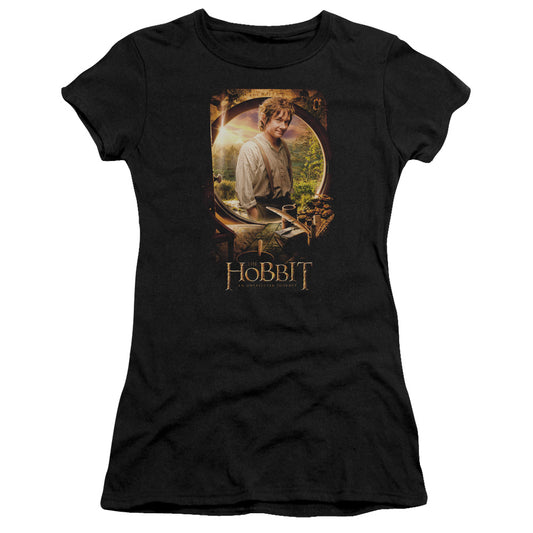 The Hobbit - Bilbo Poster - Short Sleeve Junior Sheer - Black T-shirt