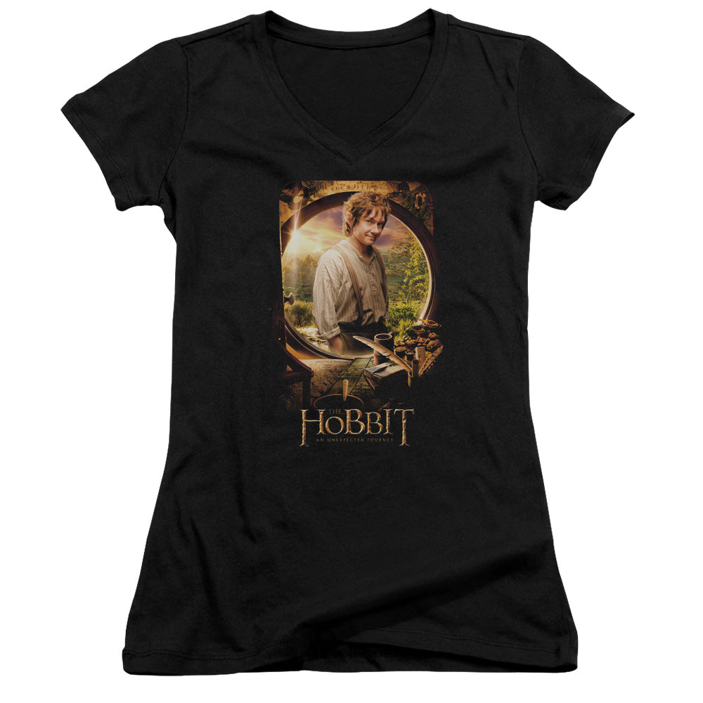 The Hobbit - Bilbo Poster - Junior V-neck - Black