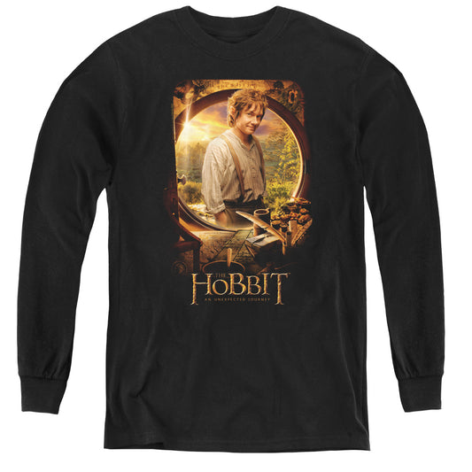 The Hobbit - Bilbo Poster - Youth Long Sleeve Tee - Black