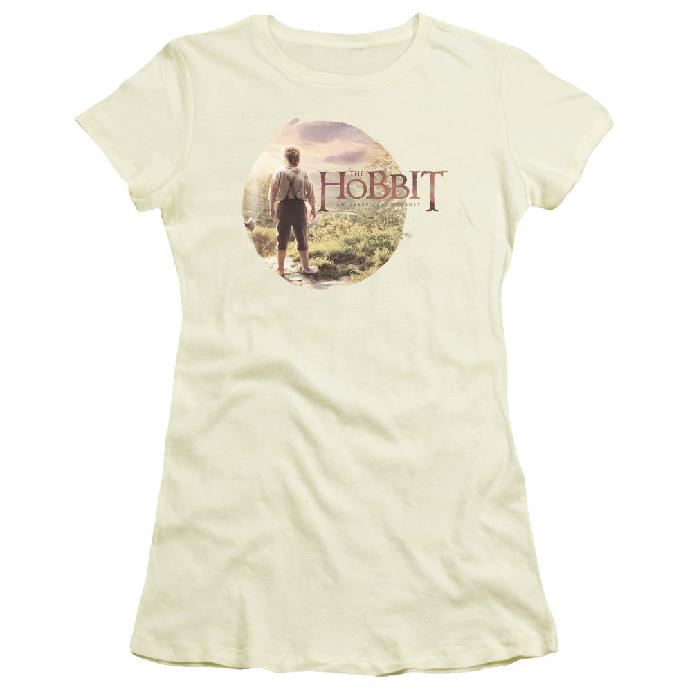 The Hobbit - Hobbit In Circle - Short Sleeve Junior Sheer - Cream T-shirt