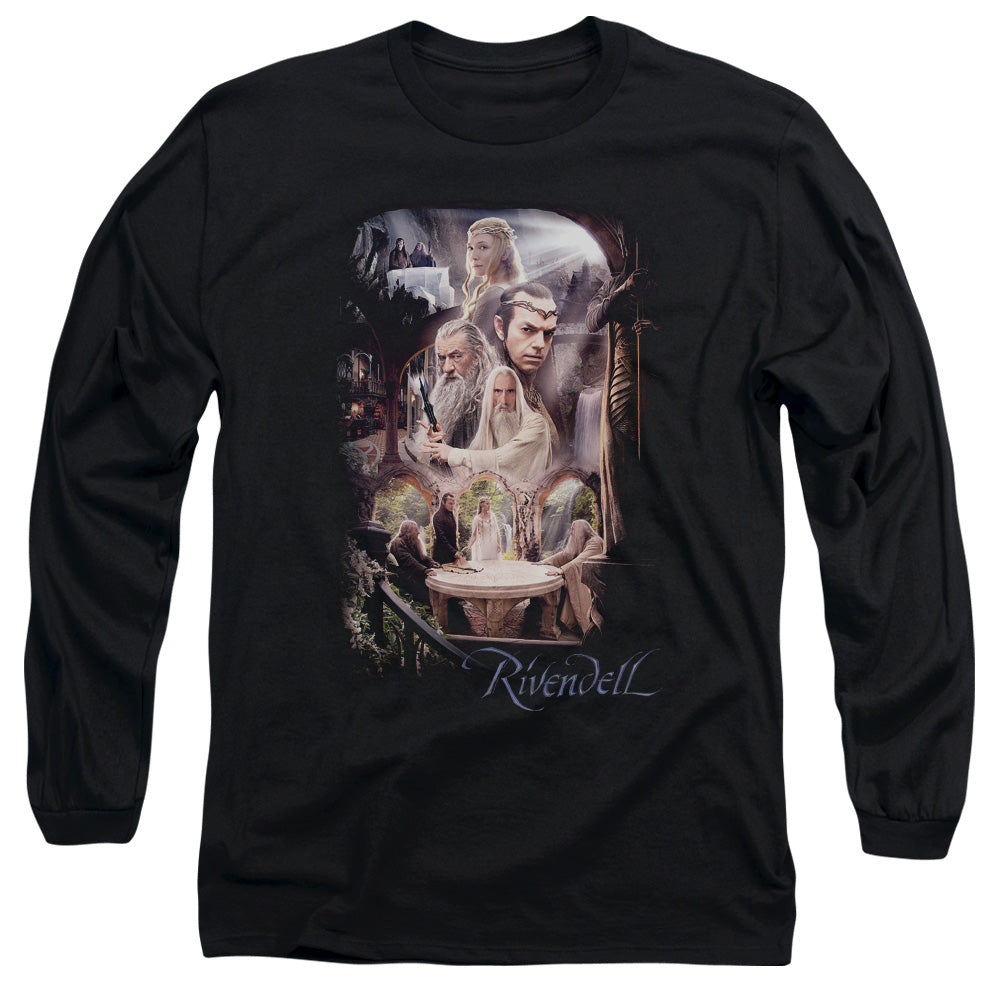 The Hobbit - Rivendell - Long Sleeve Adult 18/1 - Black T-shirt