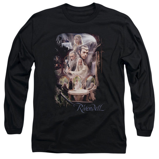 The Hobbit - Rivendell - Long Sleeve Adult 18/1 - Black T-shirt
