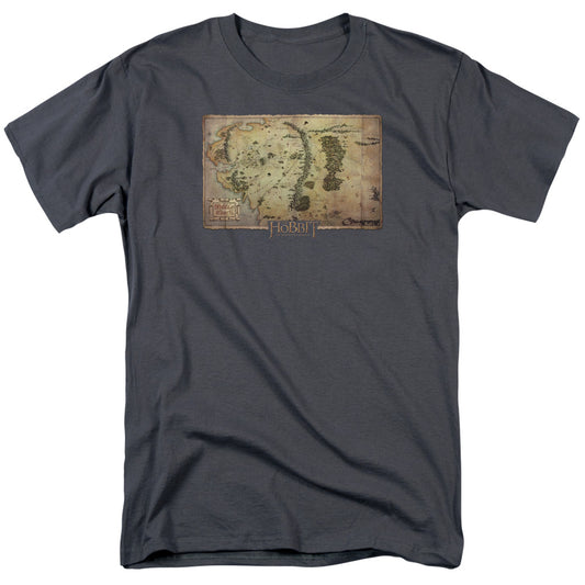 The Hobbit - Middle Earth Map - Short Sleeve Adult 18/1 - Charcoal T-shirt