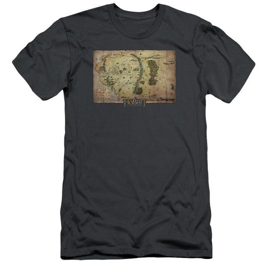 The Hobbit - Middle Earth Map - Short Sleeve Adult 30/1 - Charcoal T-shirt
