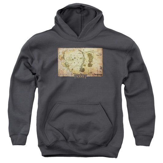 The Hobbit - Middle Earth Map - Youth Pull-over Hoodie - Charcoal