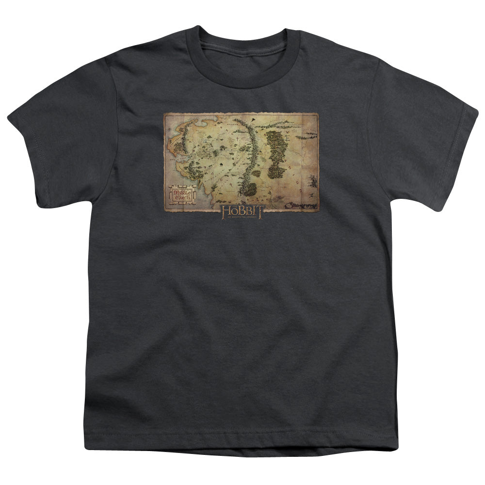 The Hobbit - Middle Earth Map - Short Sleeve Youth 18/1 - Charcoal T-shirt