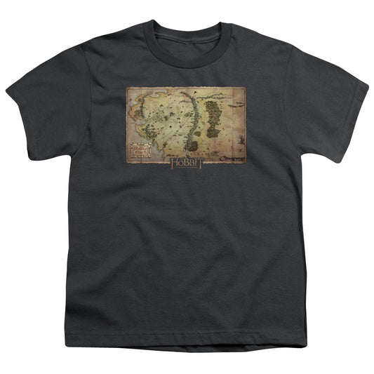 The Hobbit - Middle Earth Map - Short Sleeve Youth 18/1 - Charcoal T-shirt