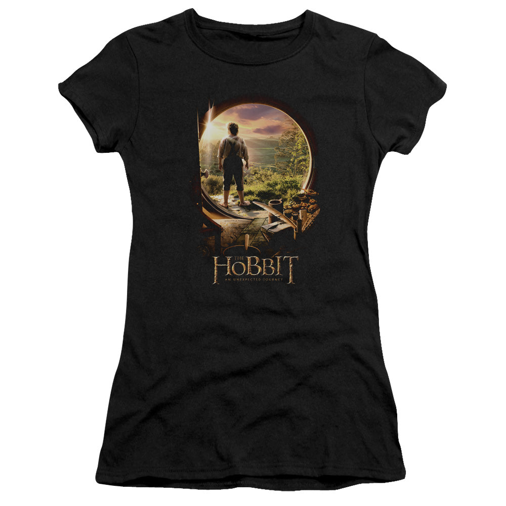 The Hobbit - Hobbit In Door - Short Sleeve Junior Sheer - Black T-shirt
