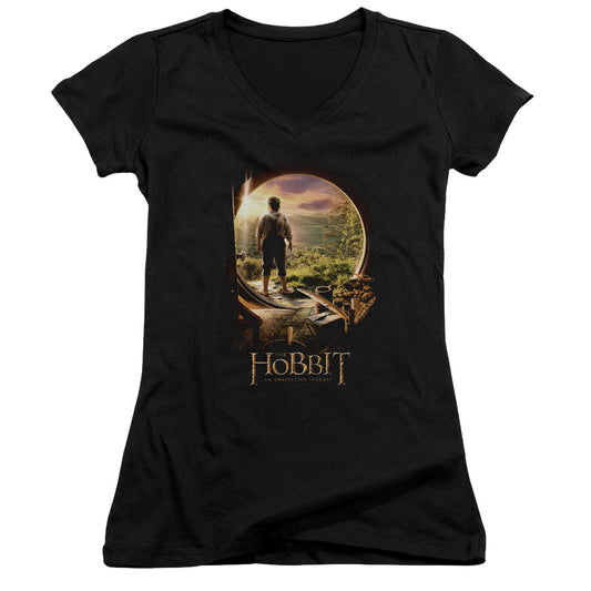 The Hobbit - Hobbit In Door - Junior V-neck - Black