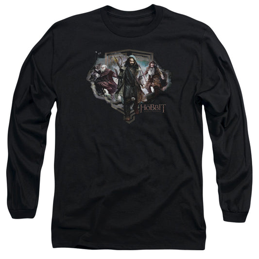 The Hobbit - Three Dwarves - Long Sleeve Adult 18/1 - Black T-shirt