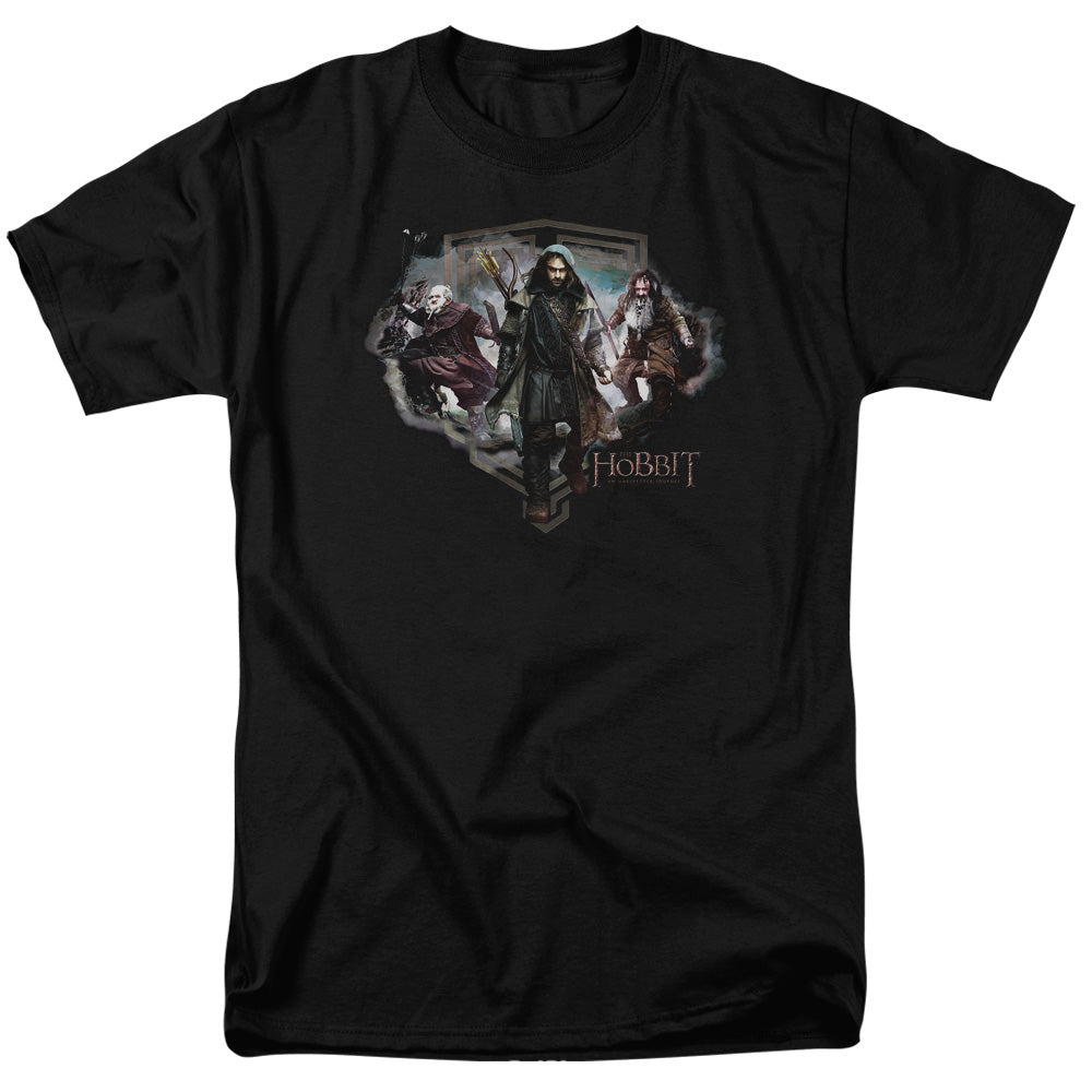 The Hobbit - Three Dwarves - Short Sleeve Adult 18/1 - Black T-shirt