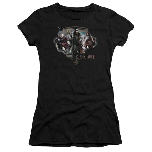 The Hobbit - Three Dwarves - Short Sleeve Junior Sheer - Black T-shirt